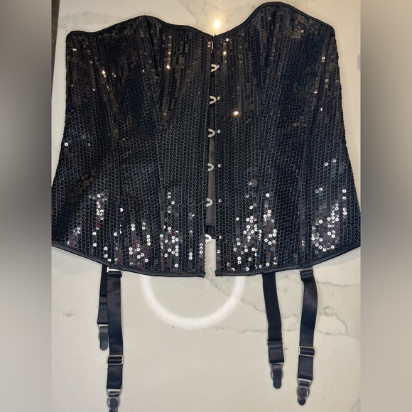 Hips and Curves black sequin corset Sz 18 20 2x - Picture 3 of 10